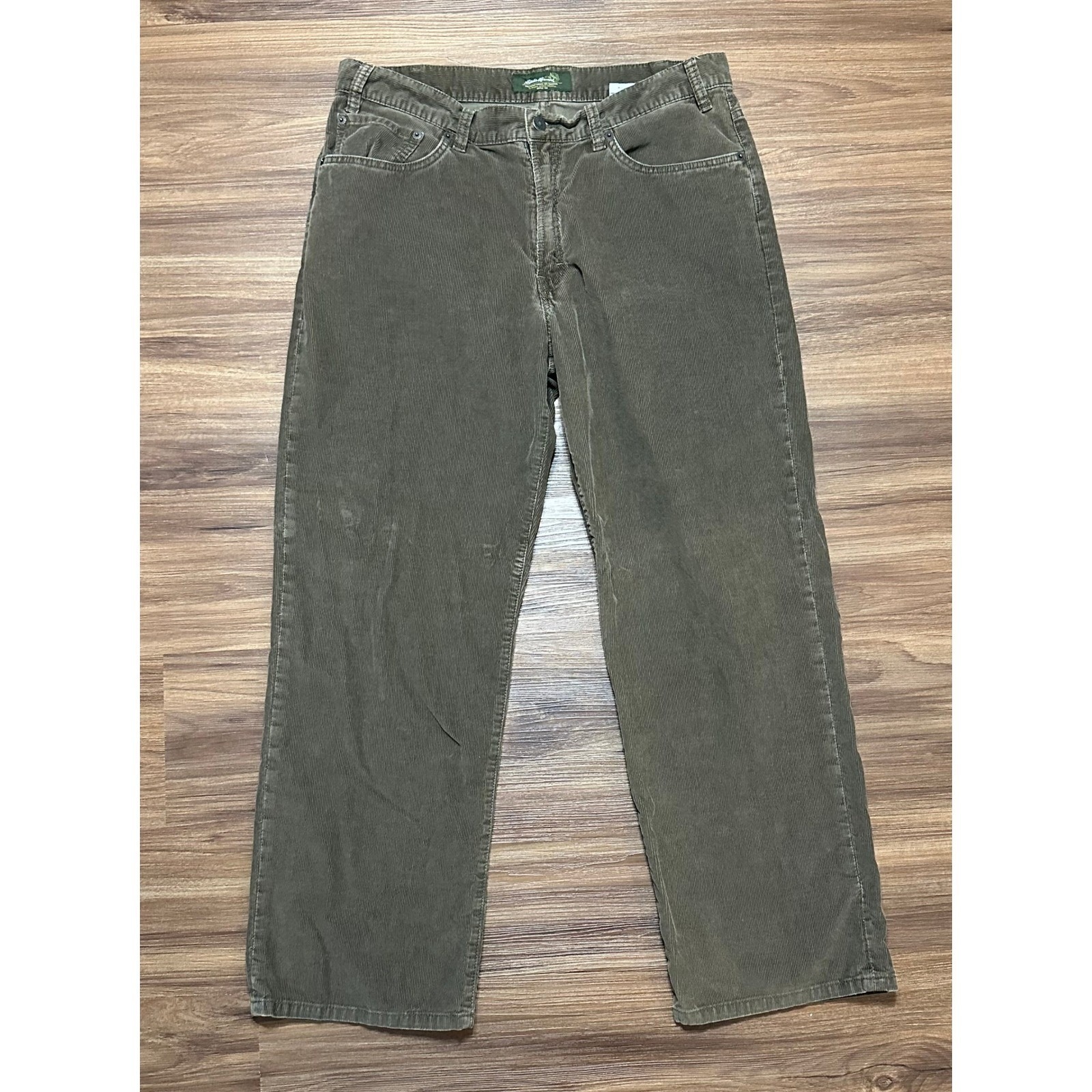 Vtg Eddie Bauer Mens Straight Fit Corduroy Pants Brown Sz 36x30 Wide Leg Baggy